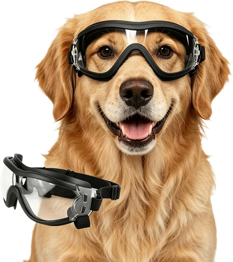 Enjoying Clear Dog Goggles Medium to Large Breed, Dog Sunglasses UV Protection, Large Dogs Driving Eye Protection, Outdo