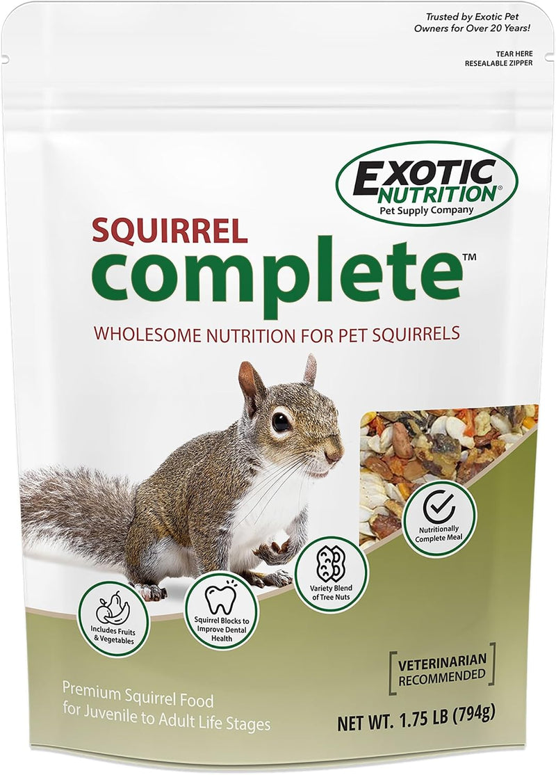 Exotic Nutrition Squirrel Complete (1.75 lb.) - Healthy Natural Food - Nutritional Diet for Pet & Captive Squirrels - Gr