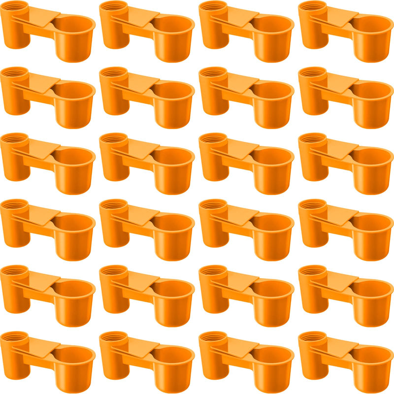 LemonRoad 24 Pcs Bird Drinker Feeder Cups Plastic Water Bottle Cup for Cage Ideal for Pigeon Bottle Chicken Quail Poultry Waterer Accessories (Yellow)