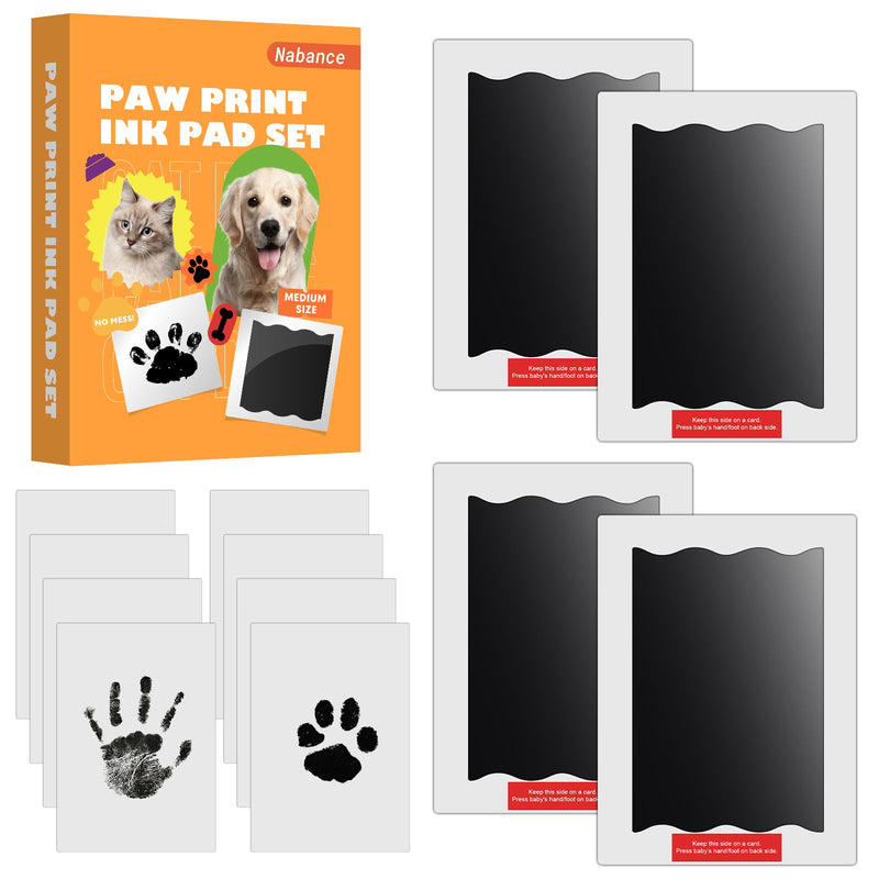Nabance Inkless Paw Print Kit for Dogs, Cats & Babies, 4 Clean Touch Ink Pads and 8 Imprint Cards, Pet Paw Print Impression Kit for Dog Nose & Baby Handprint Kit, Keepsake Gift for Pet Lovers,New Moms
