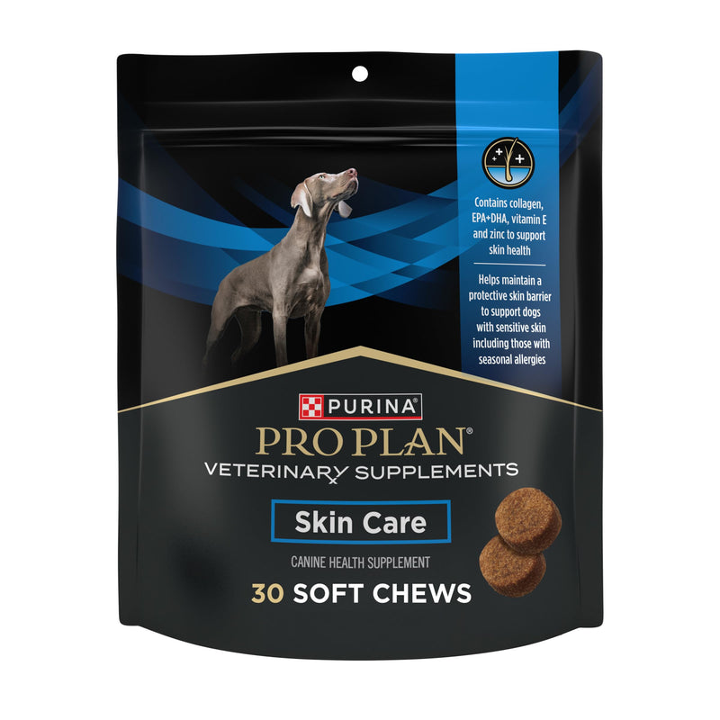 Purina Pro Plan Veterinary Skin Care Soft Chew Dog Supplements with Omega-3 Fish Oil, EPA, DHA to Support Seasonal Allergies & Strong Immune System - (Pack of 1) 30 ct. Pouches