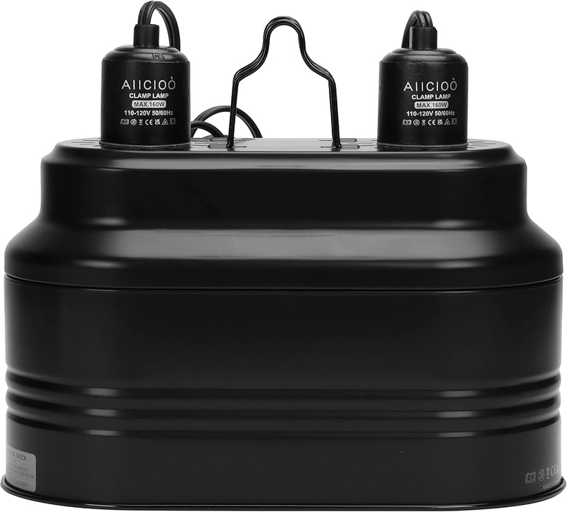 Aiicioo Dual Reptile Light Fixture - Bearded Dragon Light Fixture Double Reptile Heat Lamp Dome Max 160 Watt Terrarium U