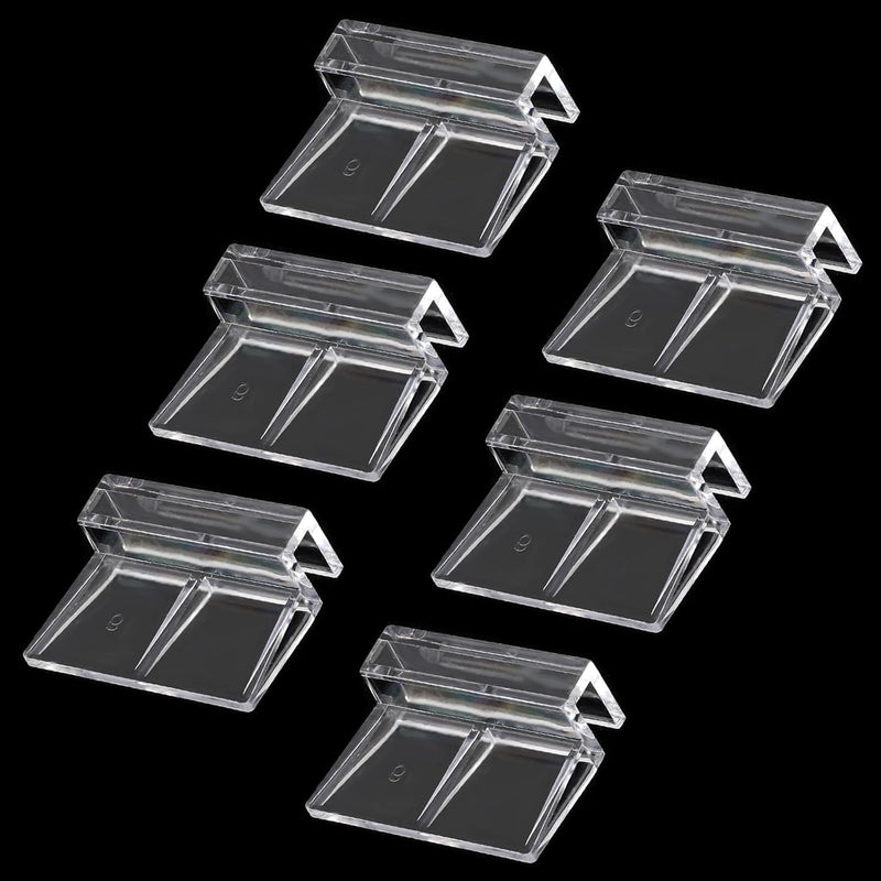 Sliverdew 6 PCS Aquarium Lid Clips, 6mm Clear Acrylic Fish Tank Lid Holder Aquarium Cover Support Clamps for Rimless Aqu