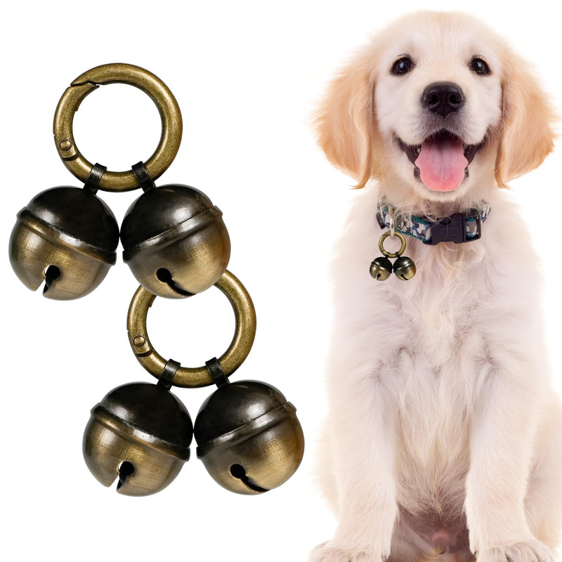 Whimsii Bells for Dog Collars with Easy Clip Clasps, Suitable for Medium to Large Dogs, Extra Loud Pet Tracker, Durable Collar Charms(Bronze & Black, 2 Pack)