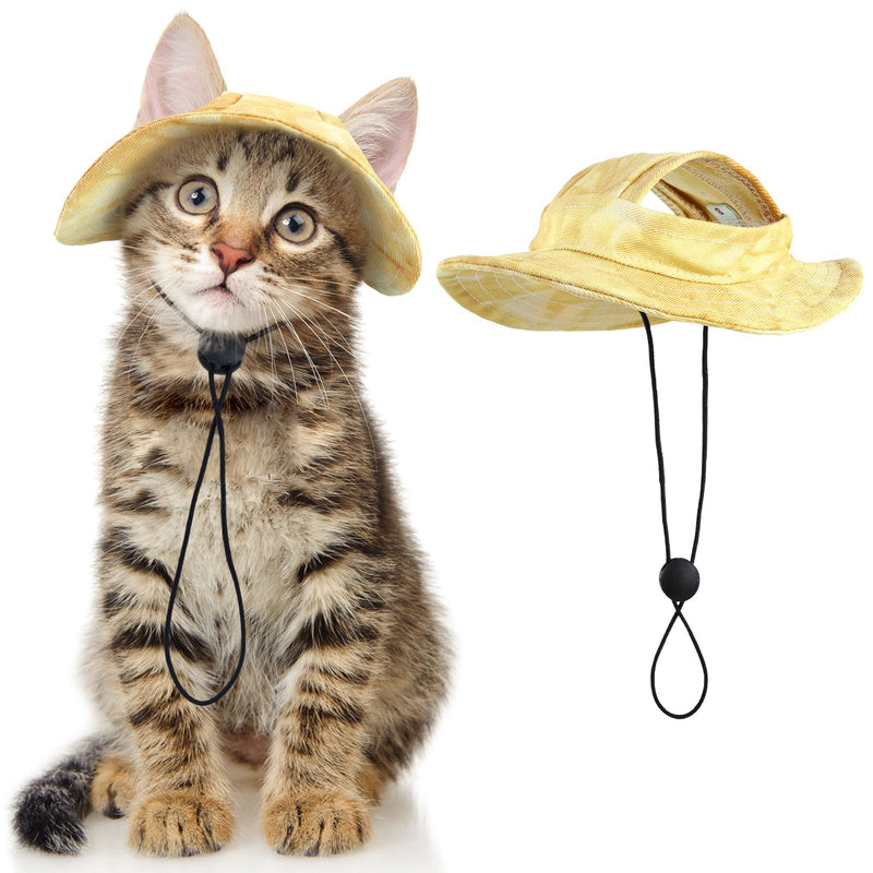 DENTRUN Cat Hats for Cats Only, Cat Cowboy Hats with Ear Holes Tiny Pets Birthday Party Costume, Cat Headwear Mini Cowboy Hat, Funny Sombrero Kitten Hat Chihuahua Beanie Cap Party Decorations