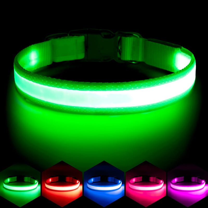 VIZPET LED Dog Collar, Light up Dog Collar Adjustable Safety Glow Collar,L