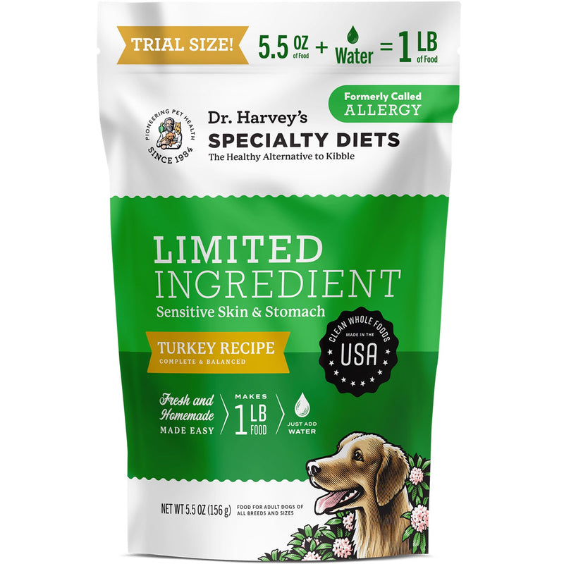 Dr. Harvey's Specialty Diet Limited Ingredient - Dog Food for Dogs with Sensitivities - Turkey Recipe (Trial Size, 5.5 oz)