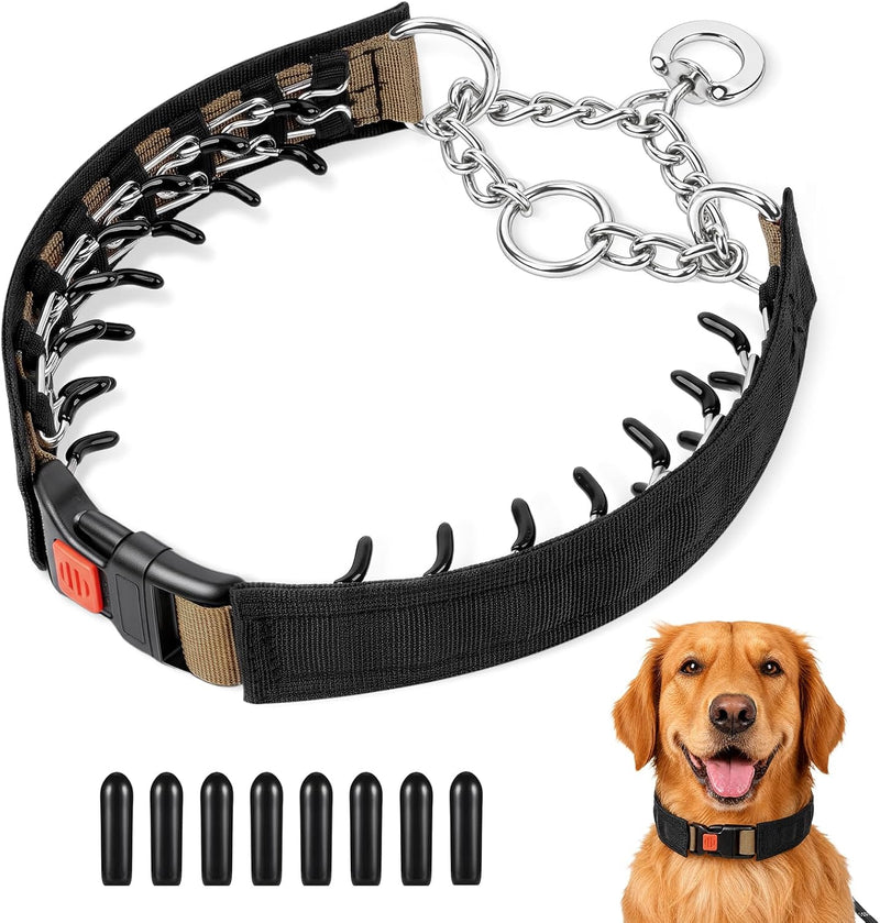 Crazy Felix No Pull Dog Collar, Heavy-Duty Metal Martingale Hidden Collar