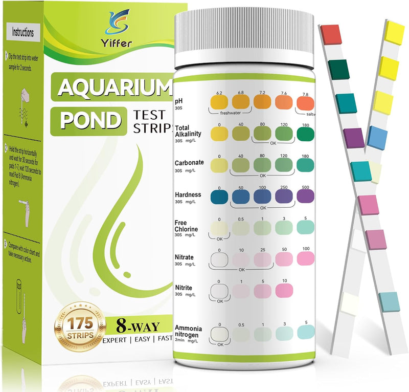 175-Count 8-Way Aquarium Test Strips with Ammonia-Fish Tanks&Ponds