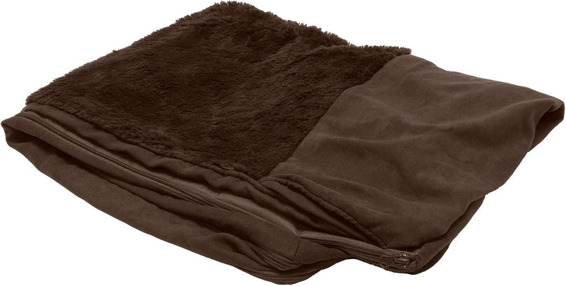 Furhaven Replacement Dog Bed Cover Plush & Suede Sofa-Style, Machine Washable - Espresso, Jumbo Plus (XX-Large)
