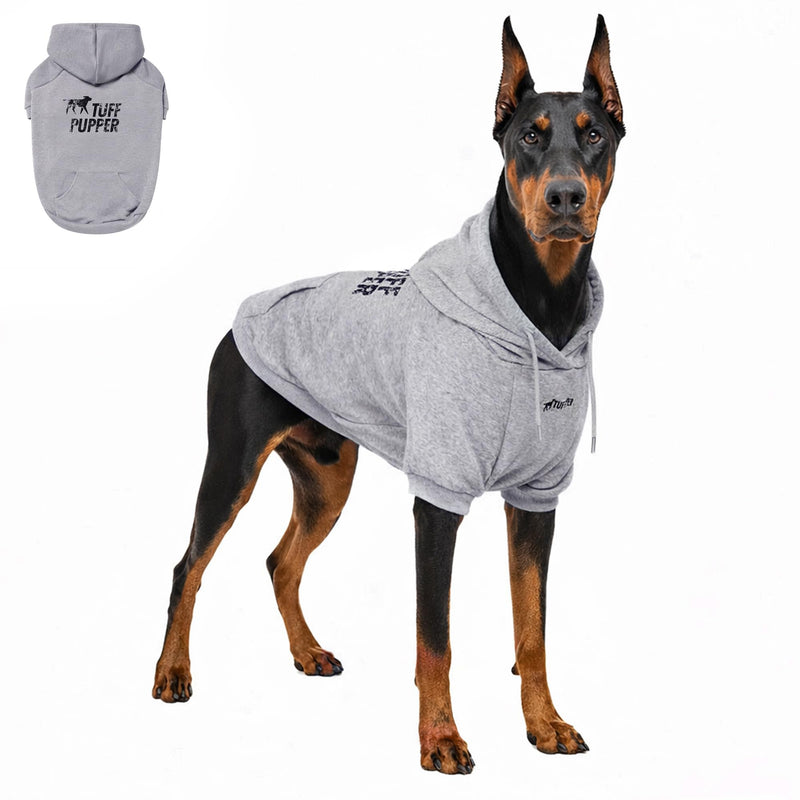 Tuff Pupper Dog Hoodie | Premium Quality Insulated Fabric | Ultra Soft Interior for Superior Comfort | Elastic Cuffs & Drawstring for Warmth | Stretch Fit Suitable for All Breeds (Gray, XXL)