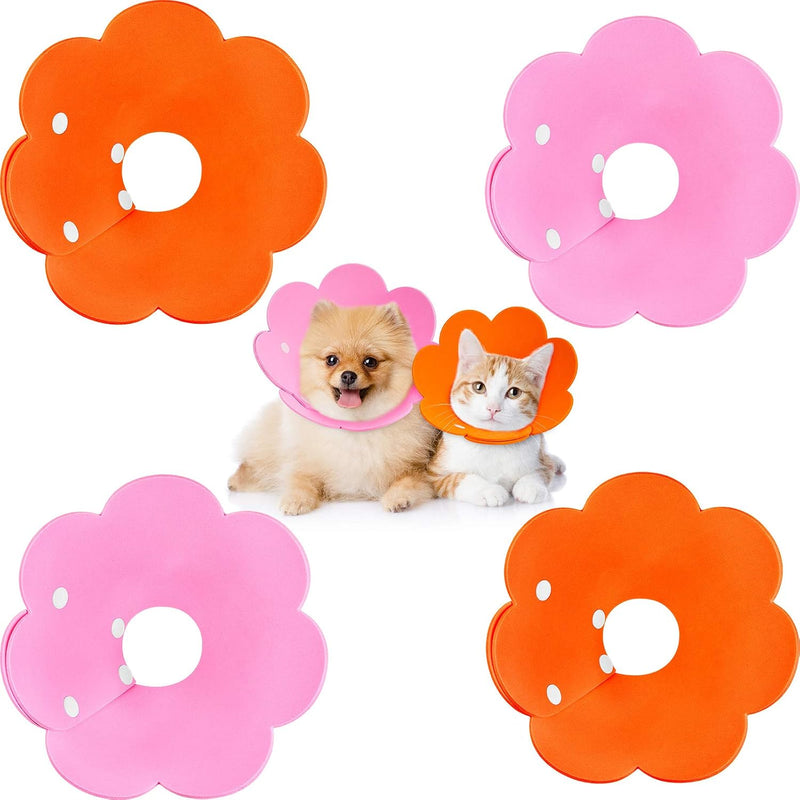 4 Pieces Cat Recovery Collar Cat Cones Flower Shape Pet Anti-bite Lick Wound Healing Safety Elizabethan Neck E Collar Ad