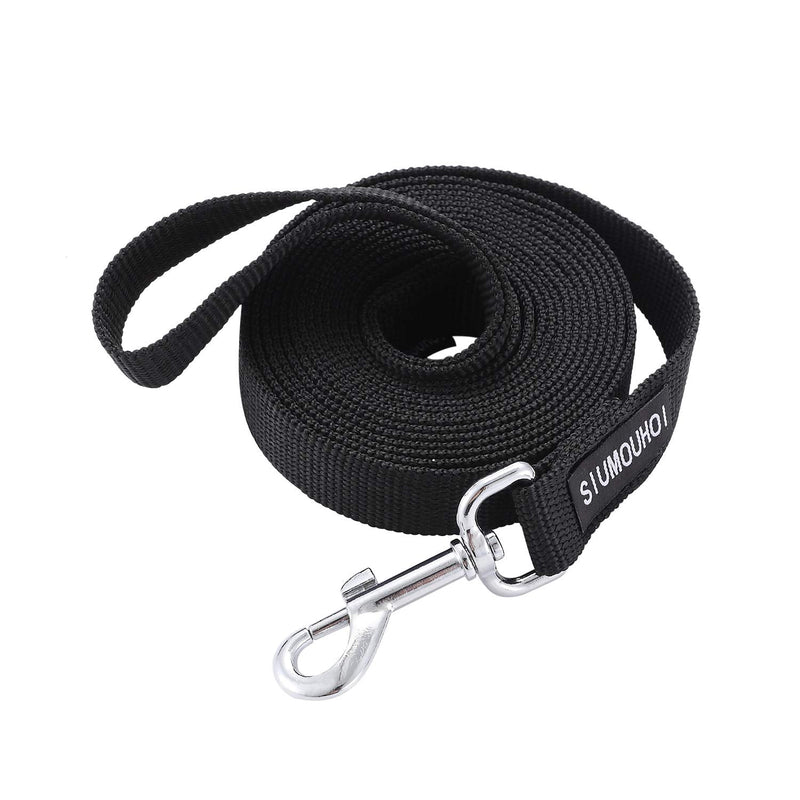 Siumouhoi Strong Durable Nylon 10ft Long Dog Training Leash, Traction Rope, 1 Inch Wide, for Small and Medium Dog (Black, 10 Feet)
