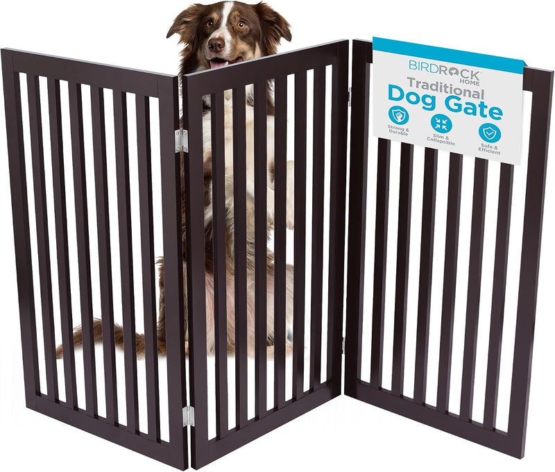 INTERNET'S BEST Dog Gate Indoor Freestanding Pet Barrier, Folding Wood Dog Fence, Extra Wide Doorway Puppy Gate, Indoor
