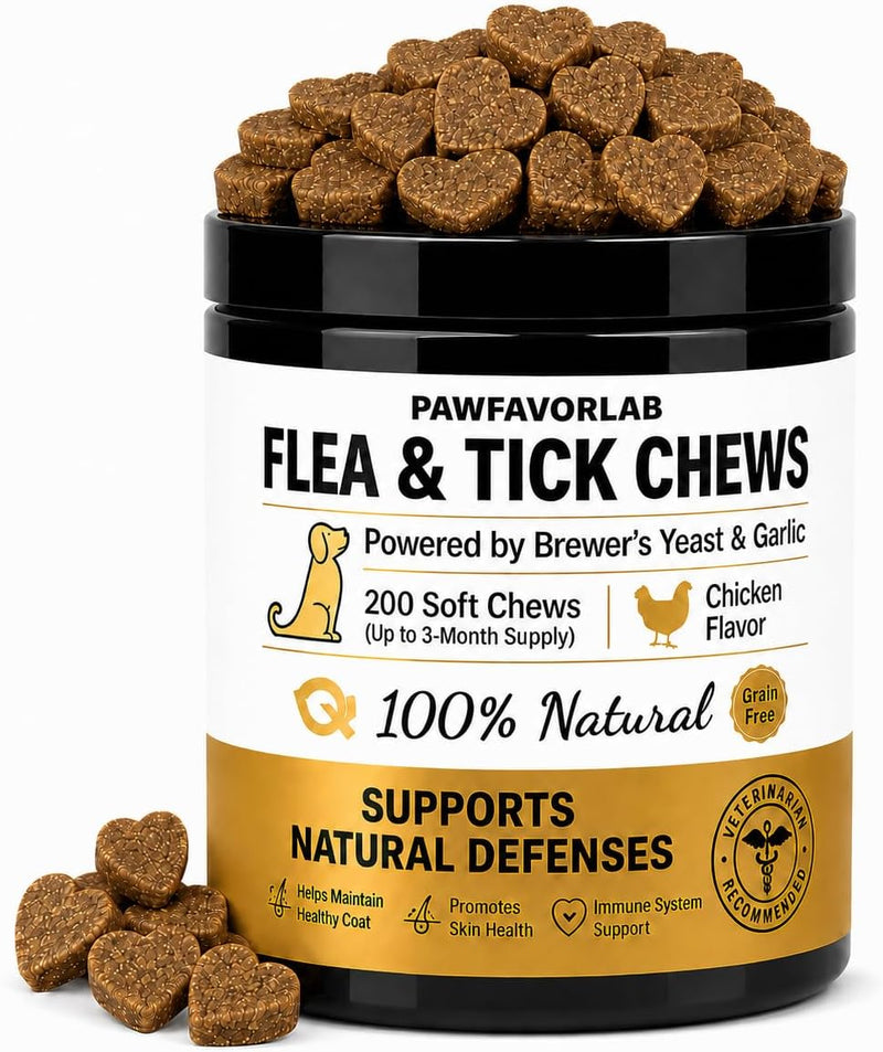 Chewable Flea and Tick Prevention for Dogs - 200 Soft Chews - Oral Flea and Tick Pills for Small, Medium, Large Dogs and