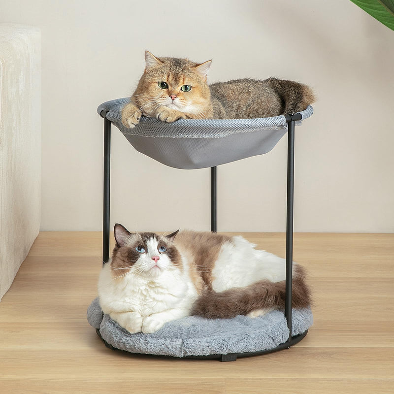 Double Cat Bed for Indoor Cats - Breathable Fiber, Ultra-Soft 2-Tier Design for Multi-Cat Homes,2 Layers Elevated Beds,Plush Dual-Layer Design