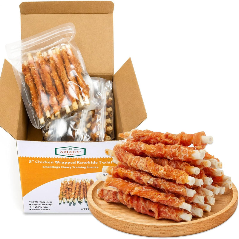 Amzey Dog Treats, Chicken Wrapped Rawhide Sticks, 4 Packs, 24 oz (1.5 lb)
