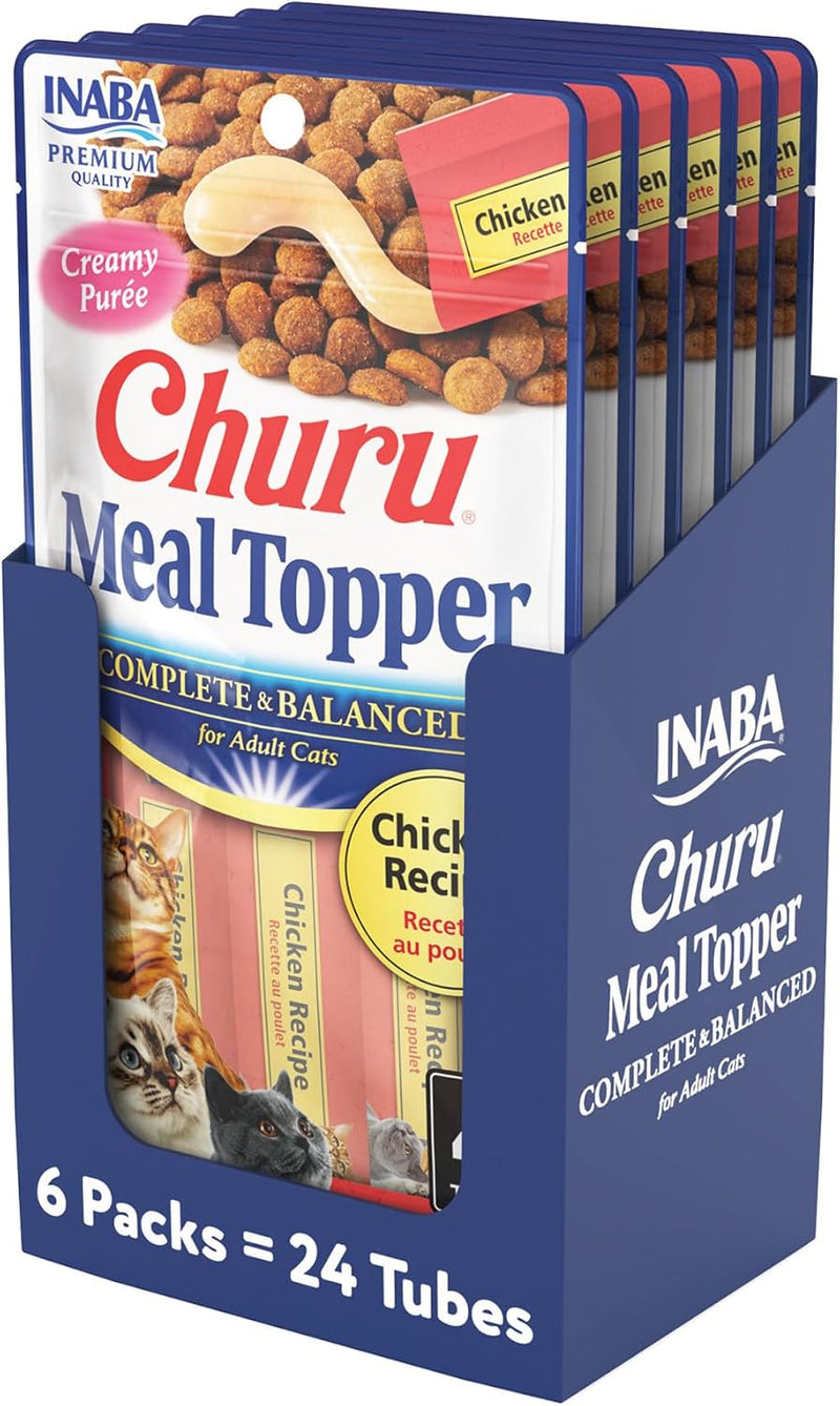 INABA Churu Meal Topper for Cat Food, Chicken, 24ct
