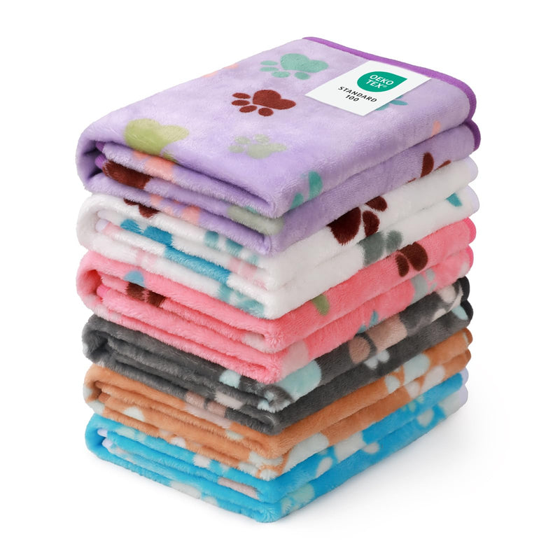 Luciphia 1 Pack 6 Dog Blankets Cat Soft Fluffy Fleece Pet Blanket Warm Cute Print Design Puppy Kitten Doggy Paw Small(23