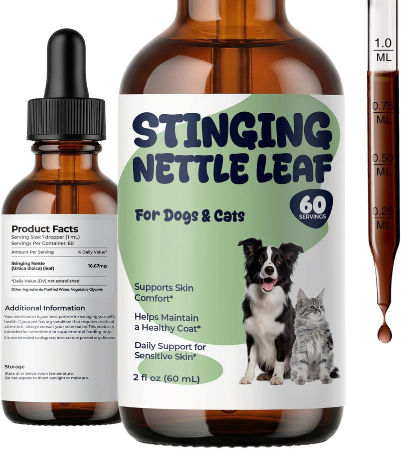 Stinging Nettle Leaf Drops for Dogs & Cats, Skin Comfort & Coat Health