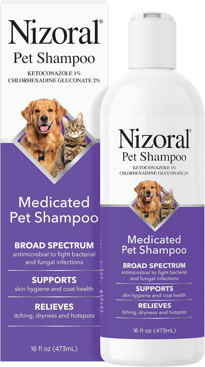 Nizoral Ketoconazole Pet Shampoo, 16 Oz, Chlorhexidine, Dogs & Cats