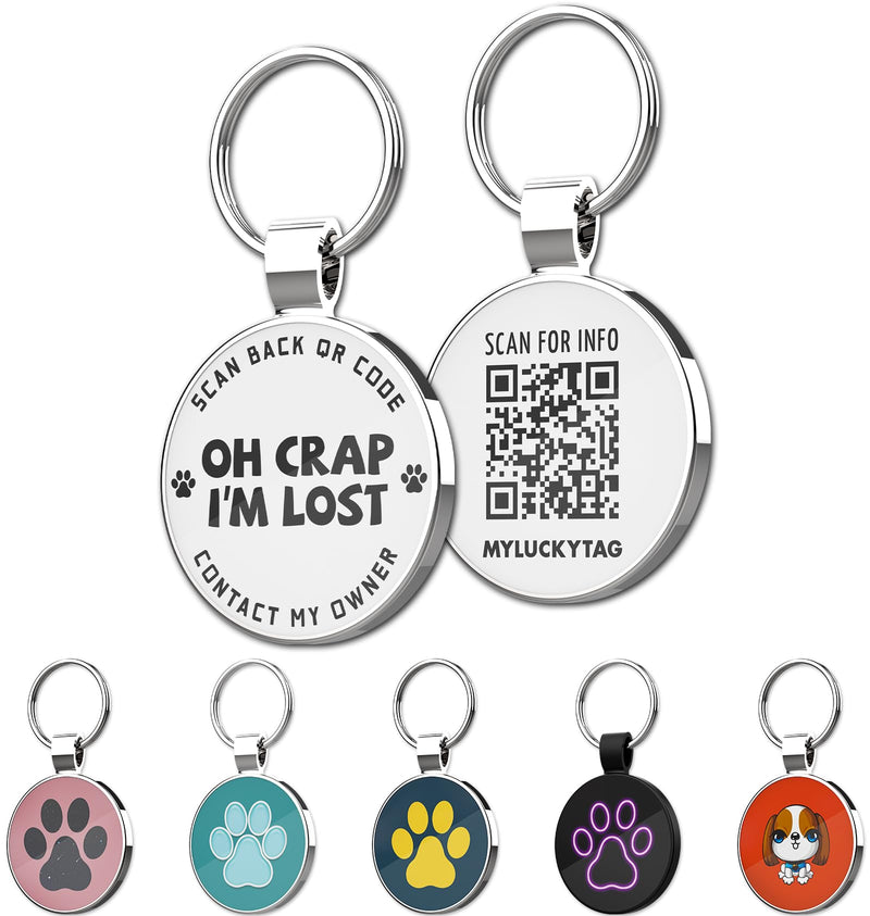 MYLUCKYTAG QR Code Pet ID | Personalized Dog & Cat Collar Tag | Online Profile with Instant Scanned Location Alert Email
