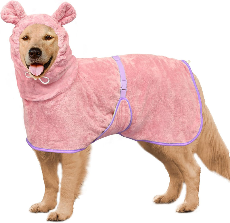 Dog Bathrobe Super Absorbent Towel Robe - Microfiber Bath Towels Fast Drying Coat for Dogs, Cute Dogs Clothes Adjustable