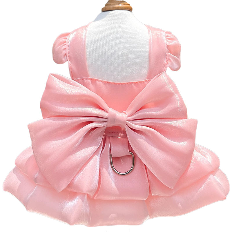 Dog Dress for Small Girl Dogs Cat Dresses for Cats Only Pink Pet Dresses with Bow Decor Cute Summer Girl Dog Skirts,Sleeveless Small Chihuahua Yorkie Clothes
