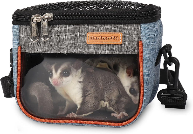 Sugar Glider Carrier Bag, Transparent Breathable Travel Bag for Hamster, Gecko,Baby Hedgehog, Transport Pouch with Breat