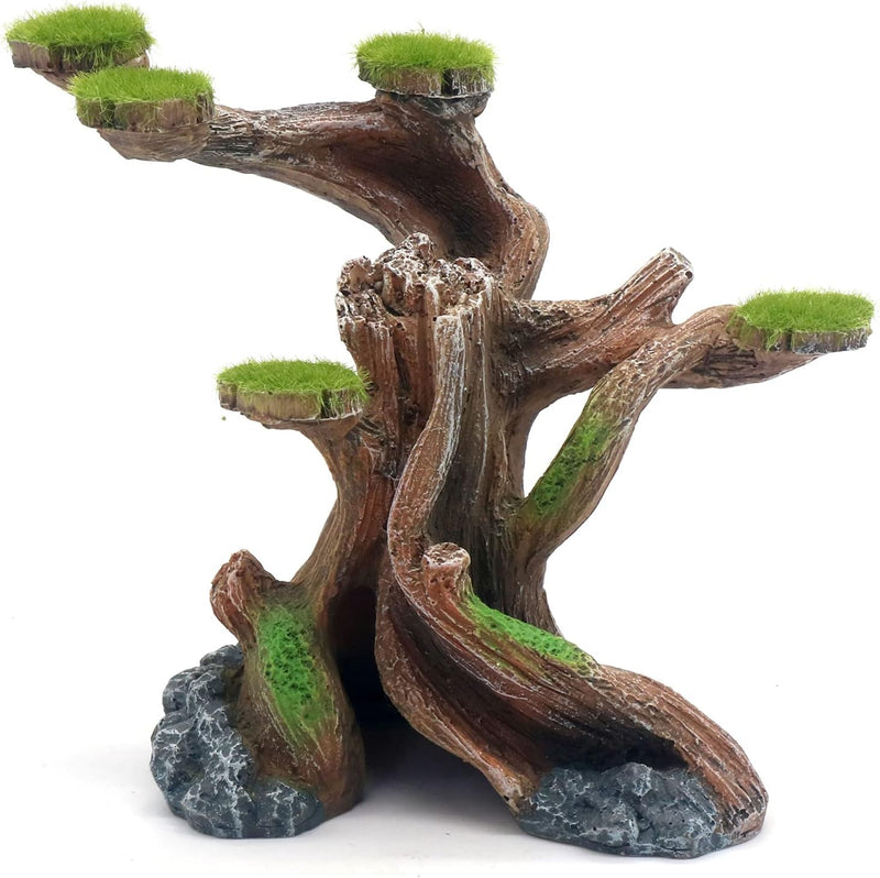 relaqcc Reptile Decor Aquarium Decorations Artificial Moss Resin Fish Tank Rocks Simulation Hollow Tree Leopard Gecko Tr