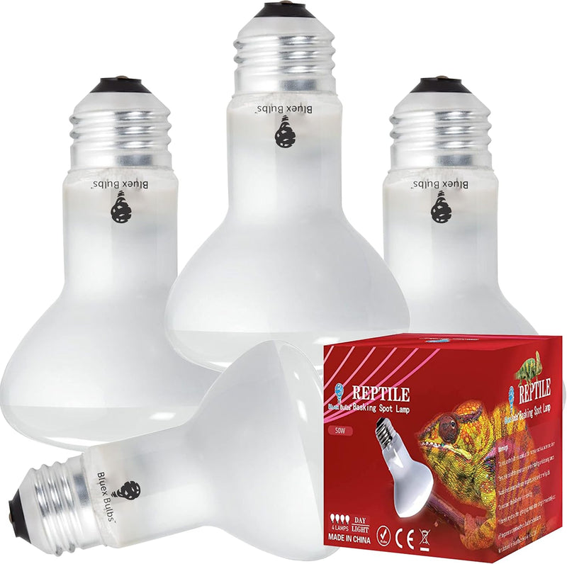 4 Pack 50-Watt Basking Light for Reptile - Heat Lamp Bulbs for Reptiles & Amphibians Broad Spectrum Reptile Light for Gl