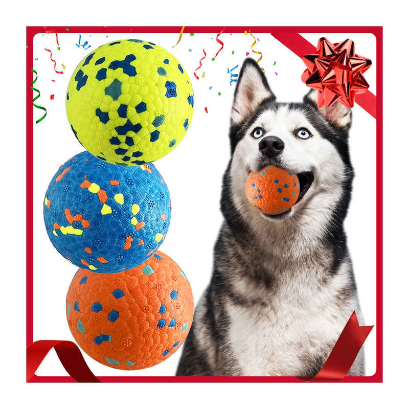 Mankoda Durable Dog Balls for Aggressive Chewers, 3'' ETPU Indestructible Rubber Floating Fetch Toys, Interactive Teething Chew Balls for Small Medium Large Dogs (3 Pack)