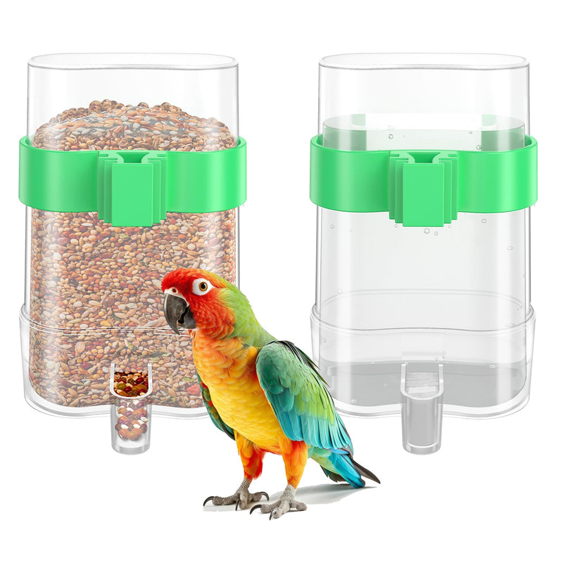 CLPOAWC Bird Water Dispenser, Bird Cage Feeder, Parakeet Cage Accessories, 2 Pcs Automatic Bird Water Feeder for Budgies Cockatiel Lovebird Canary Finch, clear