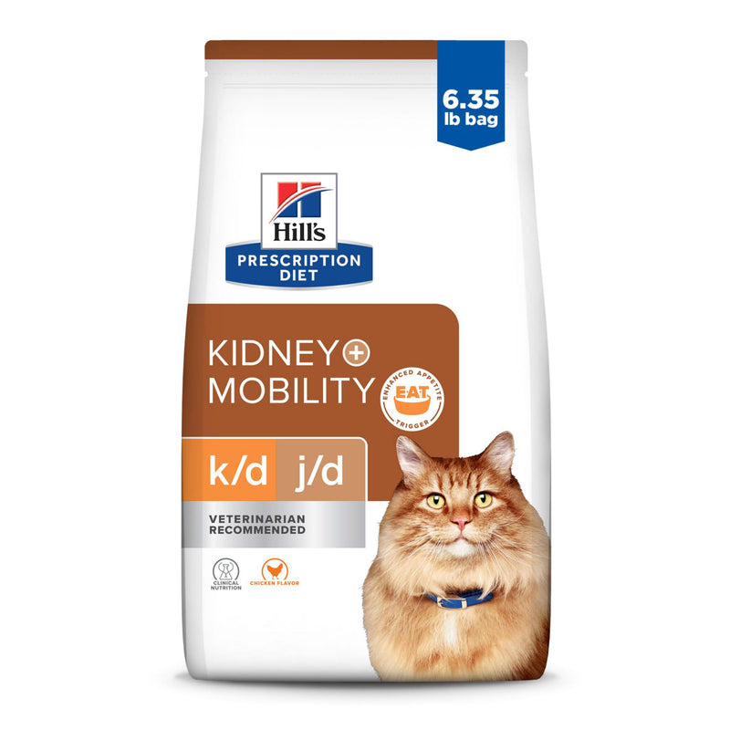 Hill's Prescription Diet k/d Kidney Care + j/d Mobility Care Dry Cat Food, Chicken, 6.35 lb. Bag