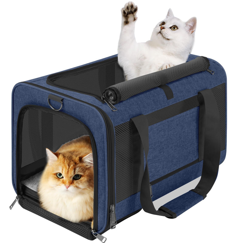 GAPZER Dog Carrier Soft/Cat Crates Large Cat 20 to 25 pounds/Softsided Pet Car Travel Carry Bag 15 Pound Puppy/Top Open Transport Kennel Navy