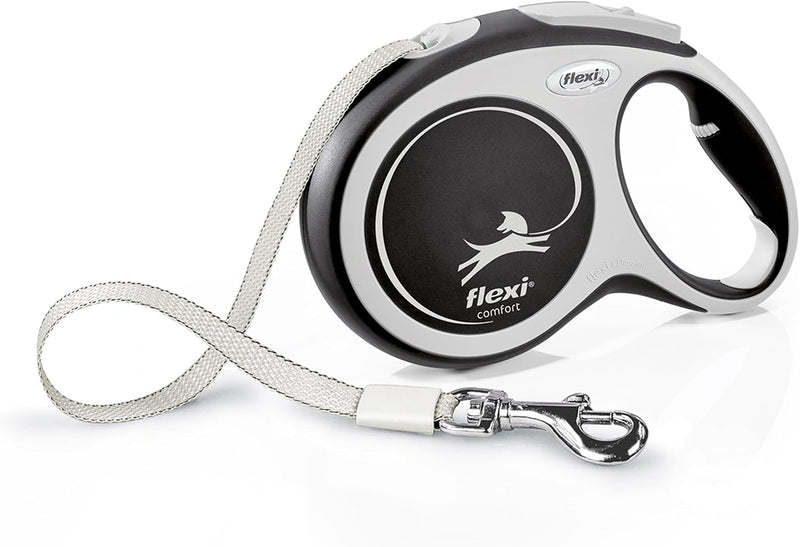 FLEXI® Comfort Nylon Tape Retractable Dog Leash, Large, 26 ft - Grey/Black