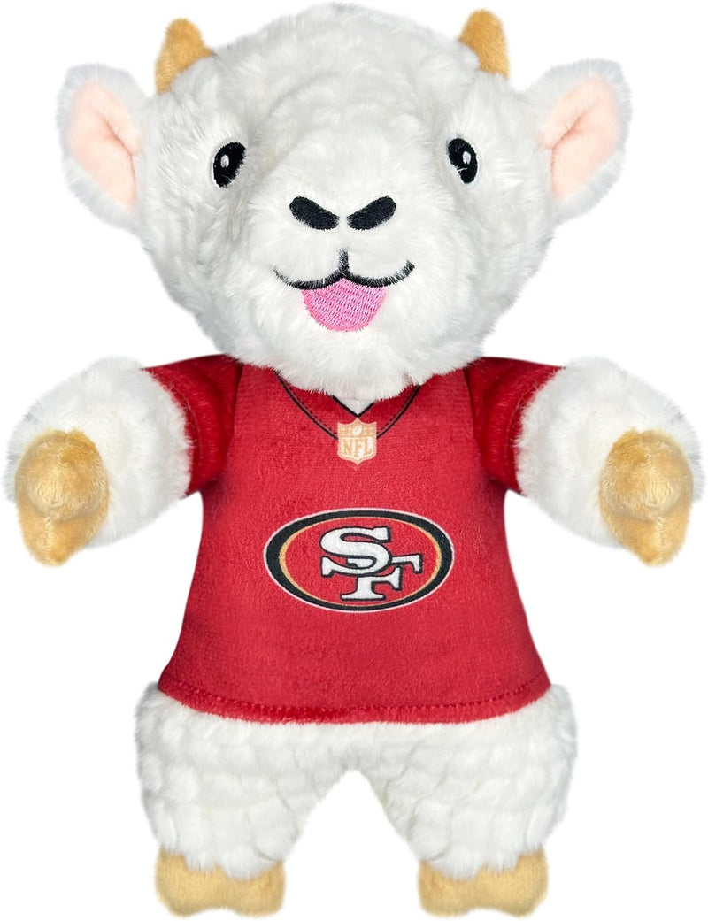 Pets First NFL SAN Francisco 49ERS Goat Plush Toy for Dogs and Cats with Squeaker, Wearing a Team Jersey! Fun & Sporty G
