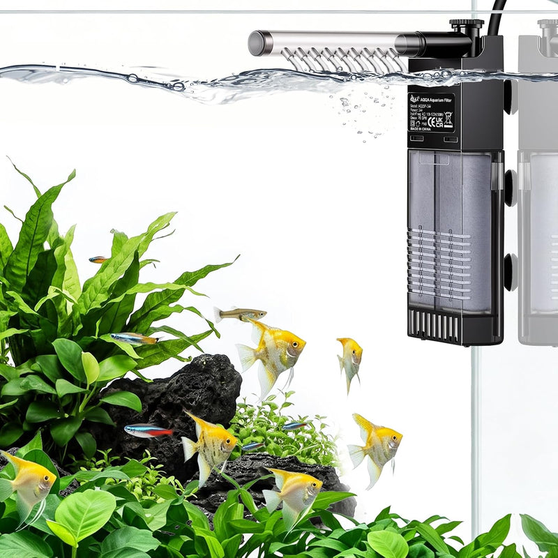 AQQA Aquarium Internal Filter for 2-10 Gallon, Submersible Fish Tank Filter