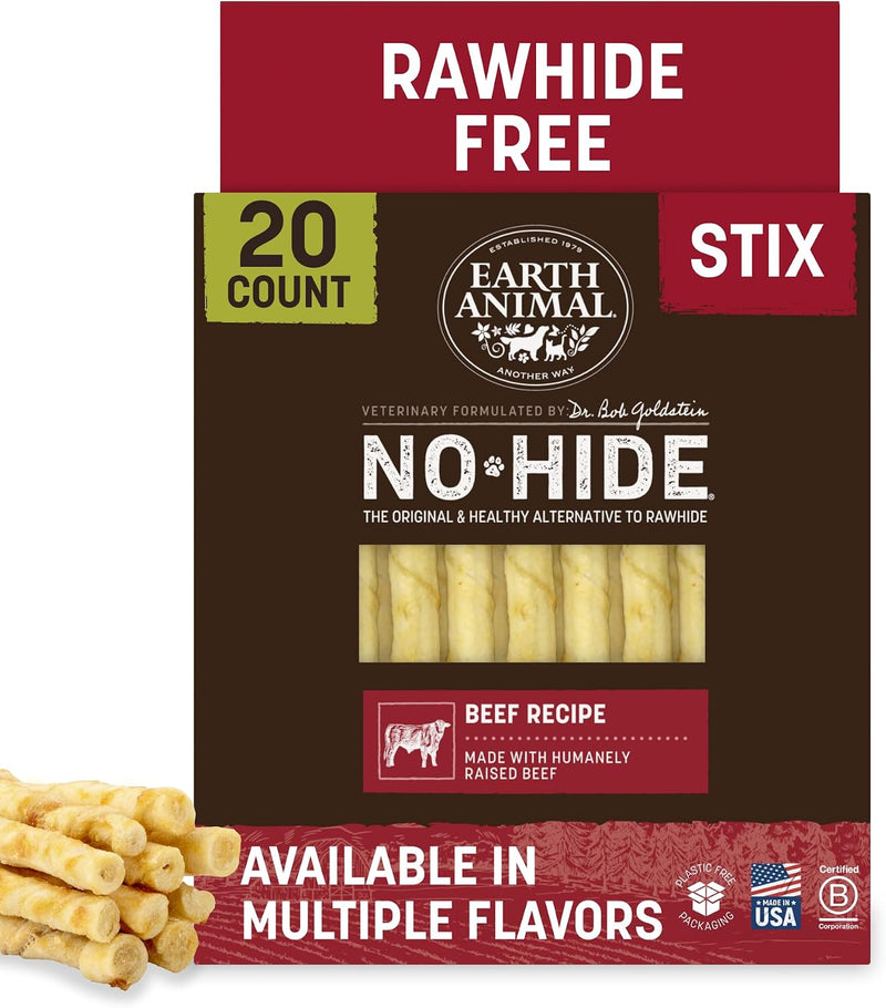 Earth Animal No Hide Stix - Rawhide Free Dog Chews Sticks 20 Count