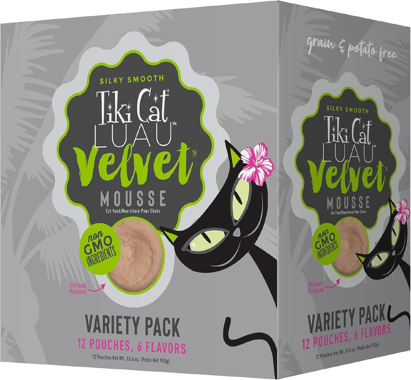 Tiki Cat Luau Velvet Mousse Wet Cat Food, Variety Pack, 2.8oz Pouch, 12ct
