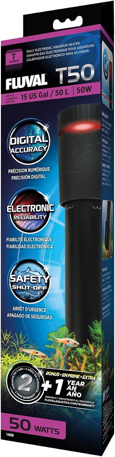 Fluval T50 Fully Electronic Heater for Freshwater Aquariums up to 15 Gal.