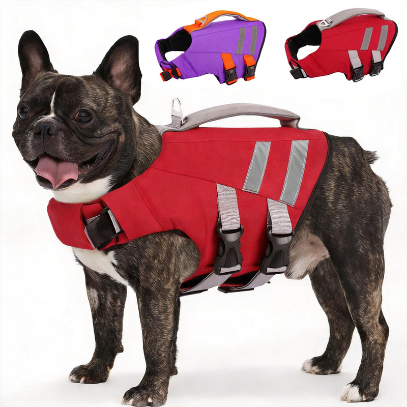 LeLePet Dog Life Jacket, High Flotation Dog Life Vest for Swimming, Boating, Ripstop Reflective Pet Swim Vest for Small Medium Large Dogs Pool Floats Adjustable Swimming Vest for Dogs Water Safety