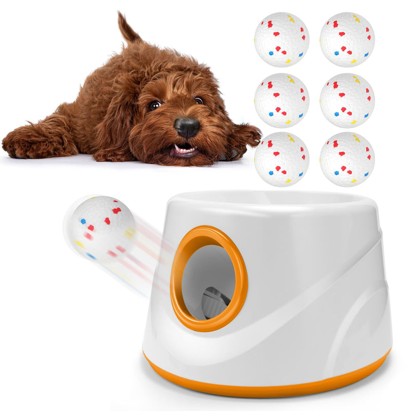 Atangee Automatic Ball Launcher for Dogs with 6 Balls, Dog Ball Thrower Launcher (Orange)