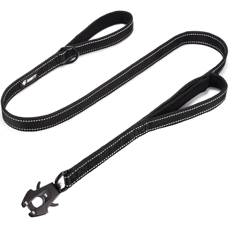 GEIT 4/5/6FT Heavy Duty Dog Leash with 2 Comfortable Padded Handles, Reflective Rope Leashes with Quick Release/Locking Tactical Frog Clip for Small Medium and Large Dogs, Black