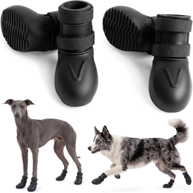 4Pcs Summer Dog Shoes for Hot Pavement, Waterproof Dog Rain Boots for Large Dogs, Soft Silicone Puppy Booties for Secure