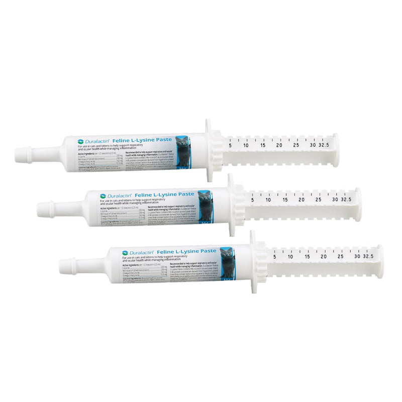PRN Pharmacal Duralactin Feline L-Lysine Paste - Supports Joint, Respiratory & Eye Health Supplement for Cats - Formula - 1 fl oz (3 Pack)