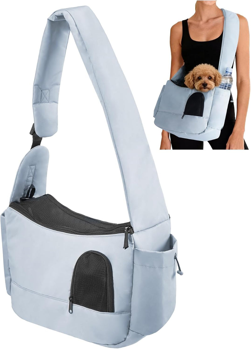 Lightweight Pet Sling Carrier for Small Dogs Under 7Lb, Light Grey