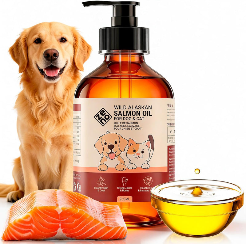 Wild Salmon Oil for Dogs, Cats, Omega 3 with EPA and DHA, 250ml