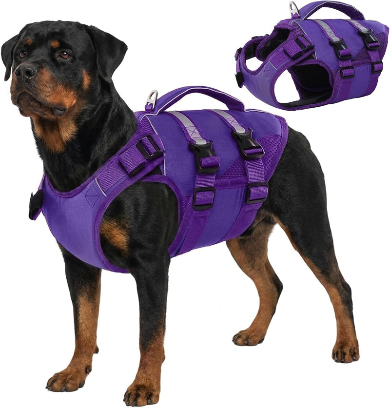 Kuoser Dog Life Jacket, High Flotation Dog Life Vest for Swimming Boating