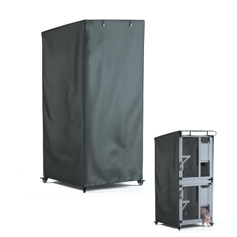 Seal Bailey Outdoor Cat House Cover - Extremely Waterproof Feral Cattery Enclosure Cover, 600D Heavy Duty Rain Sheet (Grey)